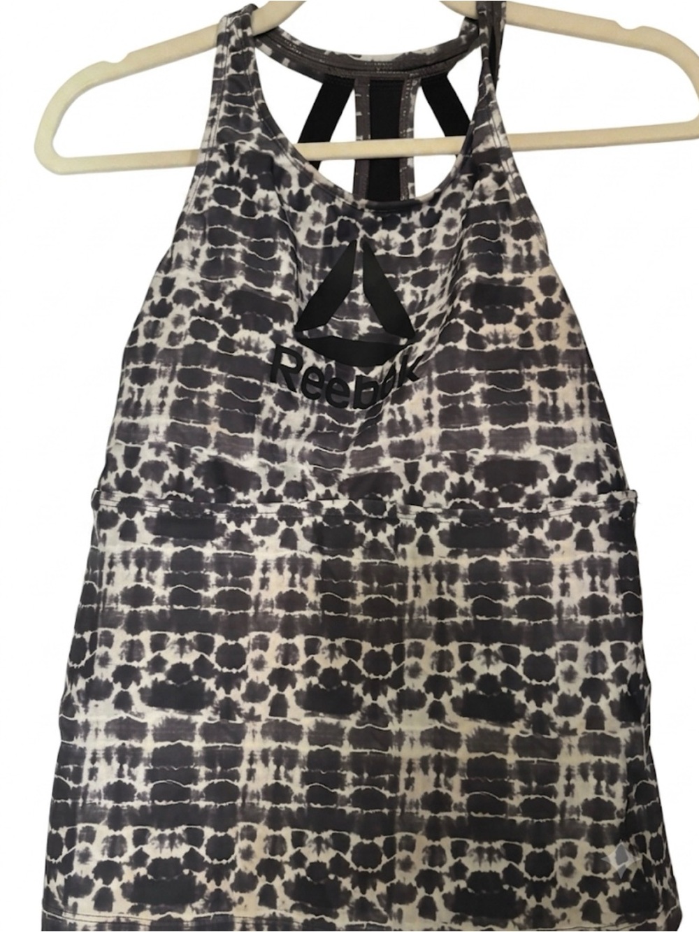 116. Reebok Black & White Tie-Dye Racerback Tank